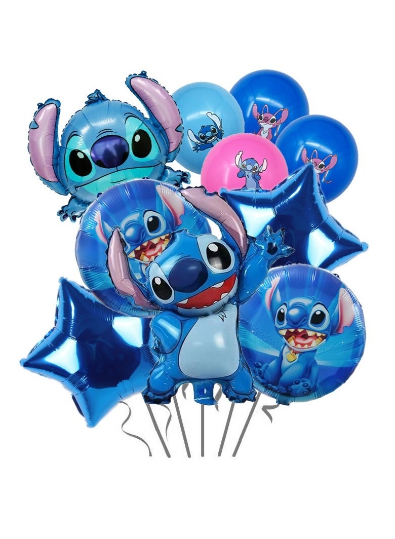 بالون ألومنيوم مزين برسوم كرتونية لشخصية ستيتش لتزيين حفلات عيد الميلاد، مناسب لخلفية الحفلة وإعداد أجواء الحدث